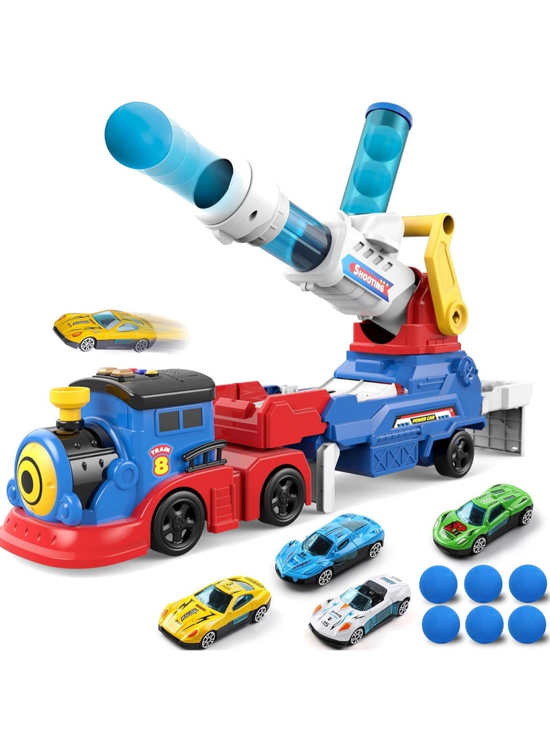 Paka Rabbit Truck Toys for Kids, Large Train Toys Include 4 Racing Cars+EVA 6 Ball, with Light & Sounds, Eejection&Shooting Transport Cars Toy, Gifts for Boys Girls 3+ Year Old - Image 1